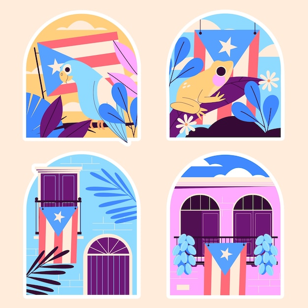 Naive style puerto rico stickers