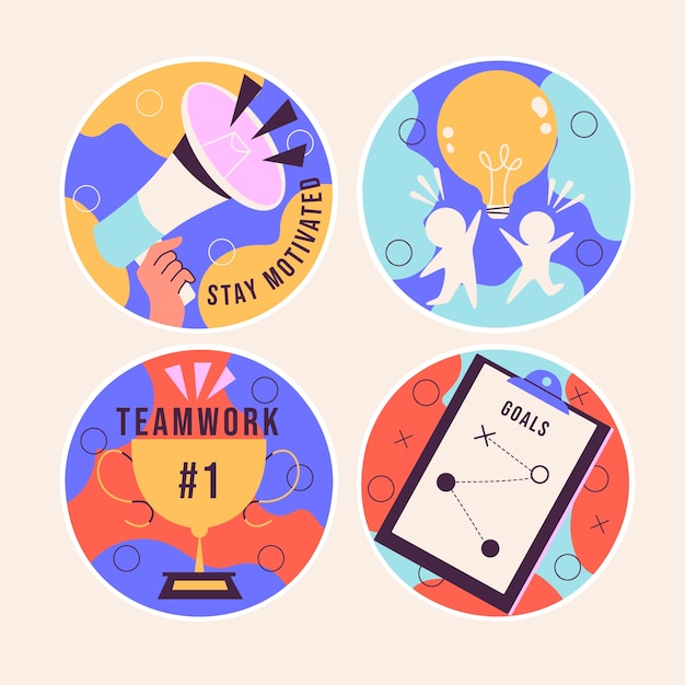 Free Vector naive team spirit stickers collection