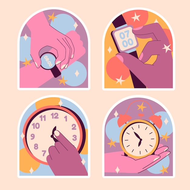 Free vector naive time stickers