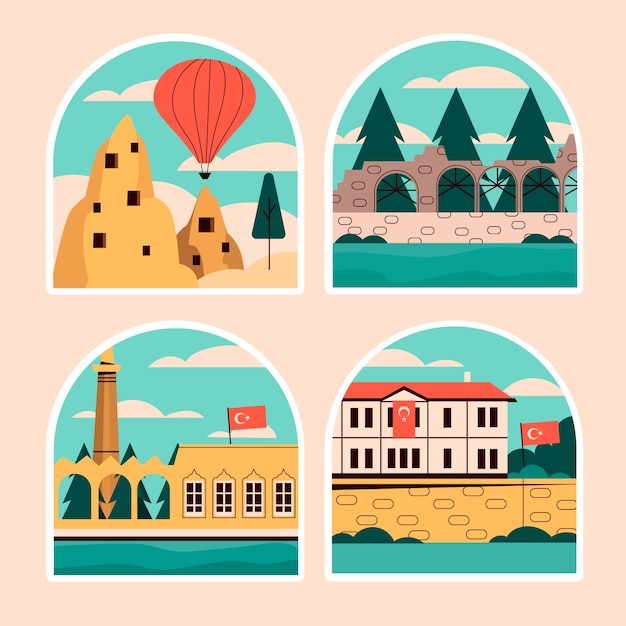 Free Vector naive turkey stickers collection