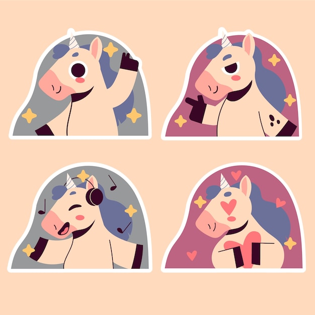 Naive unicorn stickers collection