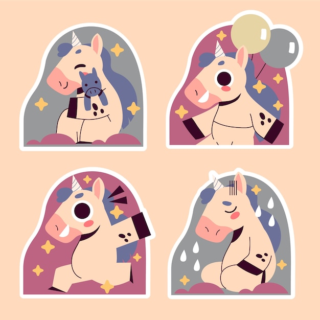 Naive unicorn stickers collection