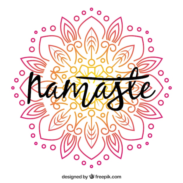 Namaste background with pretty hand drawn mandala