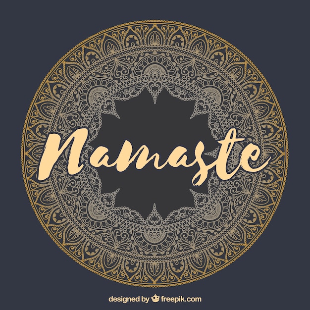 Free Vector namaste lettering with mandala