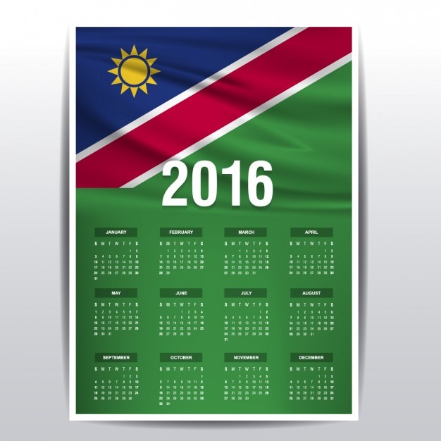 Namibia calendar of 2016