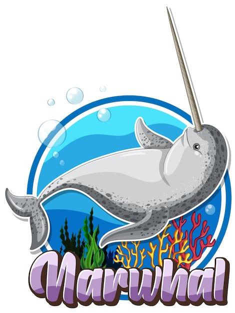 Free Vector narwhal logo with carton character