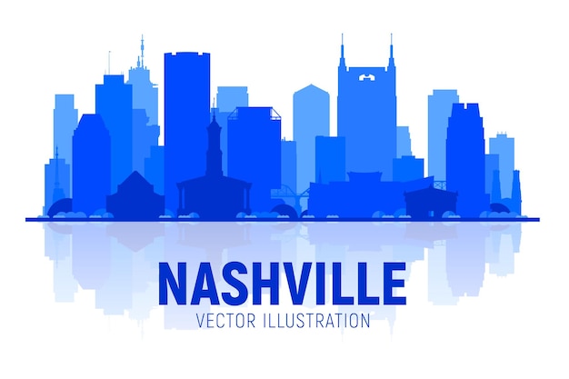 Free Vector nashville tennessee city silhouette at white background vector illustration business travel and tourism concept with modern buildings image for banner or website