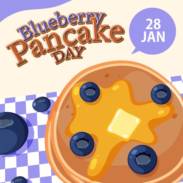 Free Vector national blueberry pancake day banner day