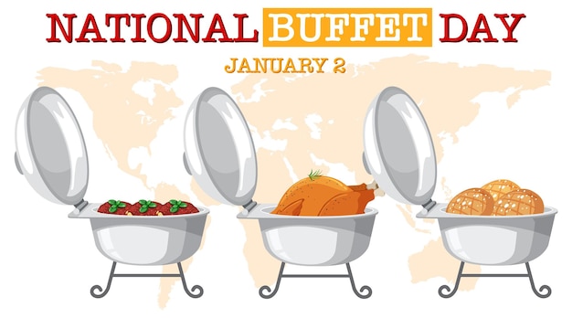 Free Vector national buffet day text banner design