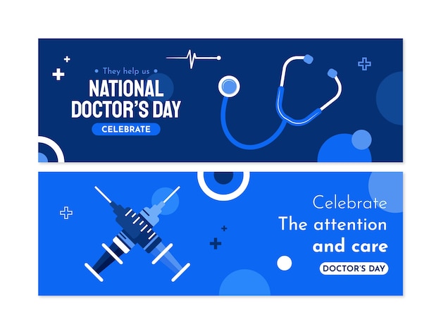 National doctors day hand drawn banner set