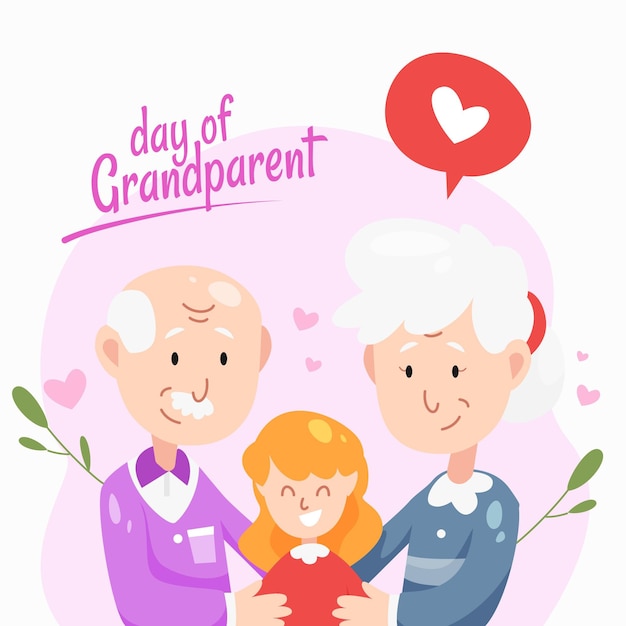 Free Vector national grandparents' day with grandparents and niece