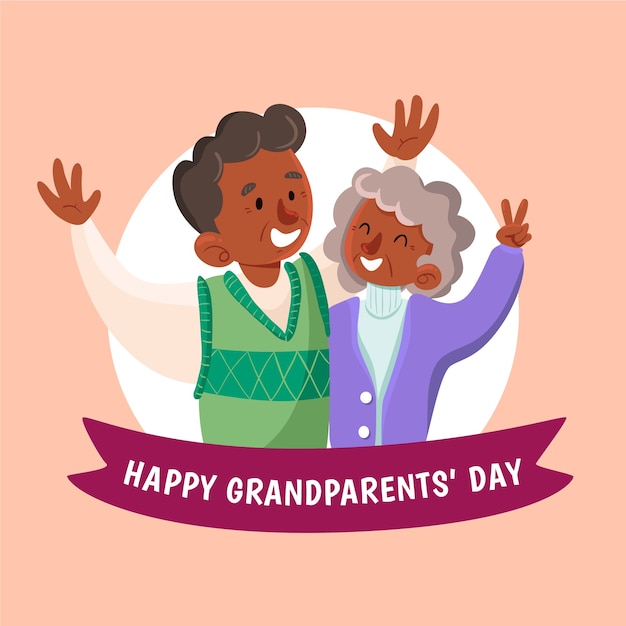 Free Vector national grandparents' day with older couple