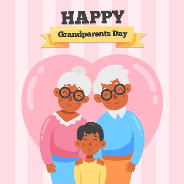 Free Vector national grandparents' day with older people and child