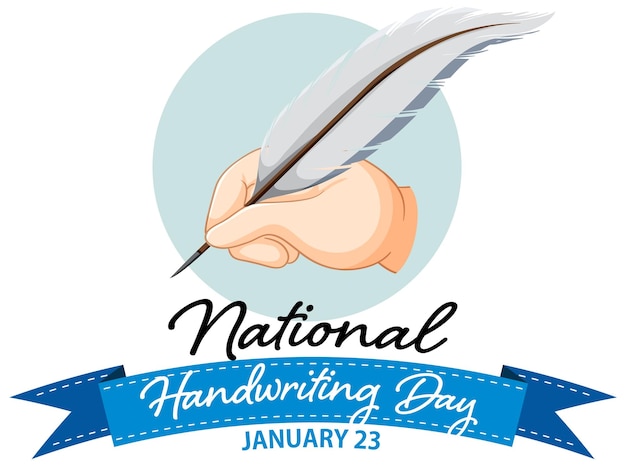 Free Vector national handwriting day logo banner