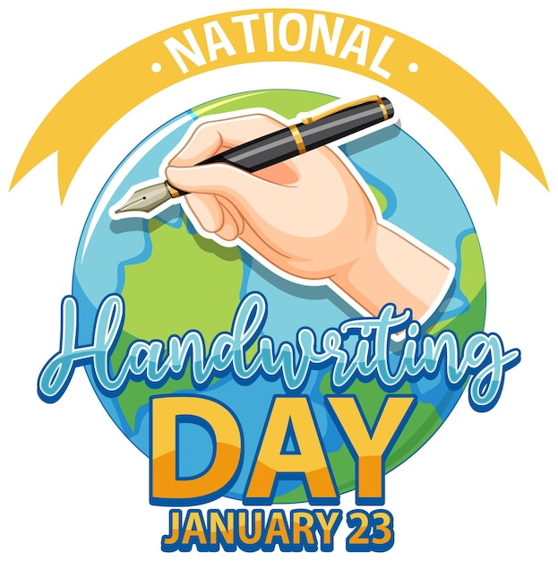 Free Vector national handwriting day logo banner