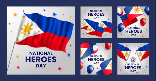 National heroes day realistic ig stories set