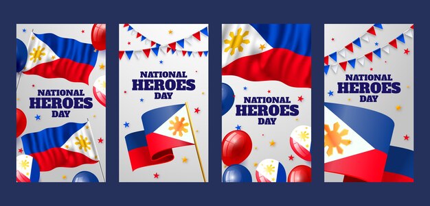 National heroes day realistic ig stories set