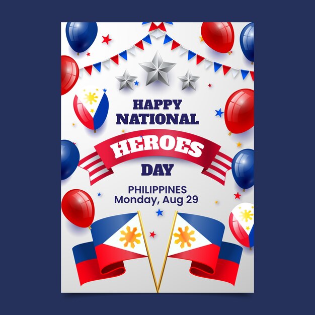 National heroes day realistic poster