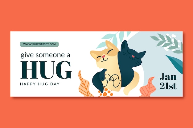 Free Vector national hugging day social media cover template