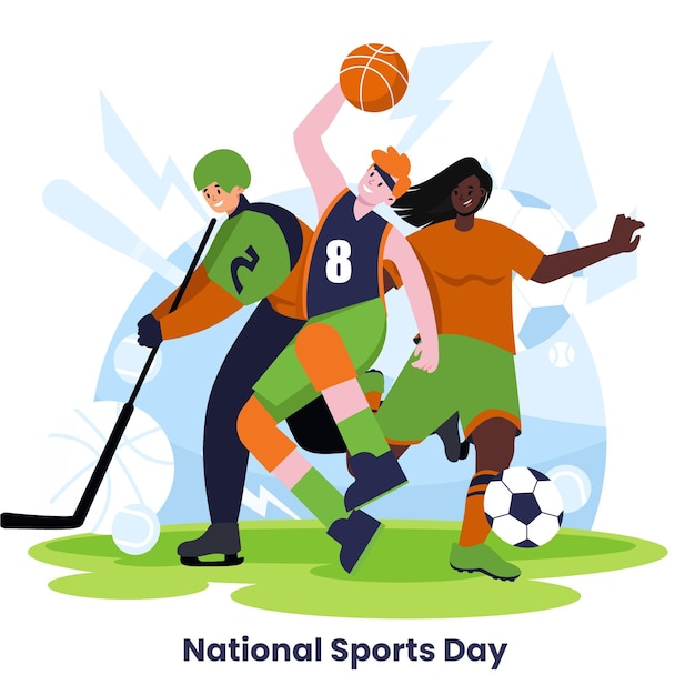 Free vector national sports day illustration