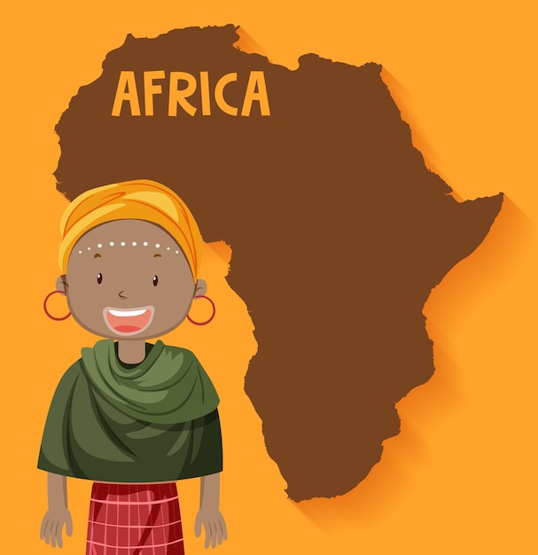 Free Vector native african tribes with map on the background