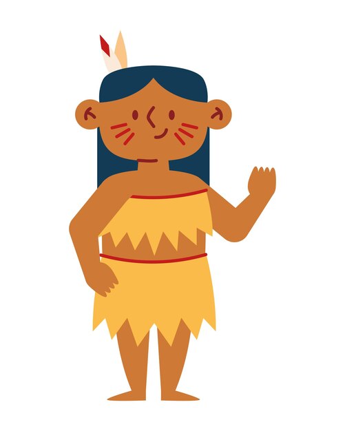 Free Vector native american indian cute girl