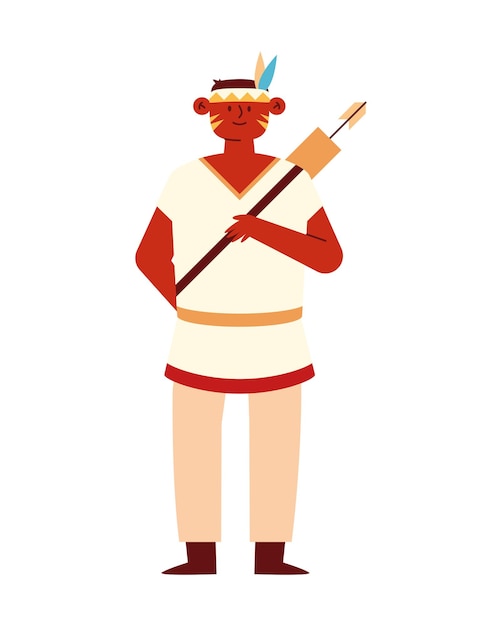 Free Vector native american indian with weapon