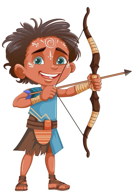 Free Vector native american tribe kid archer