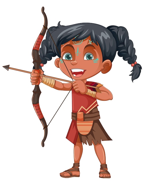 Free Vector native american tribe kid archer