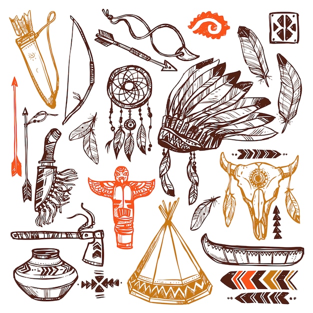 Free Vector native americans set