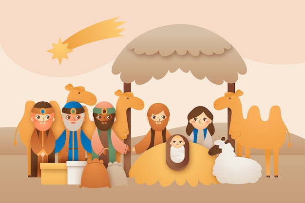 Nativity scene concept in flat design