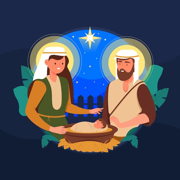 Nativity scene concept in flat design