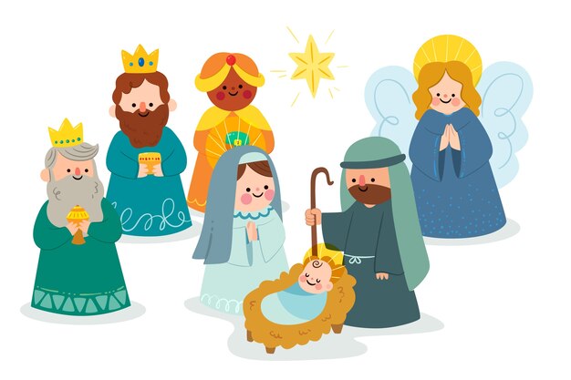 Nativity scene concept in flat design