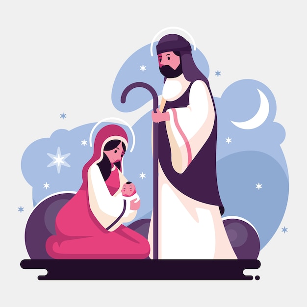 Nativity scene concept in flat desing