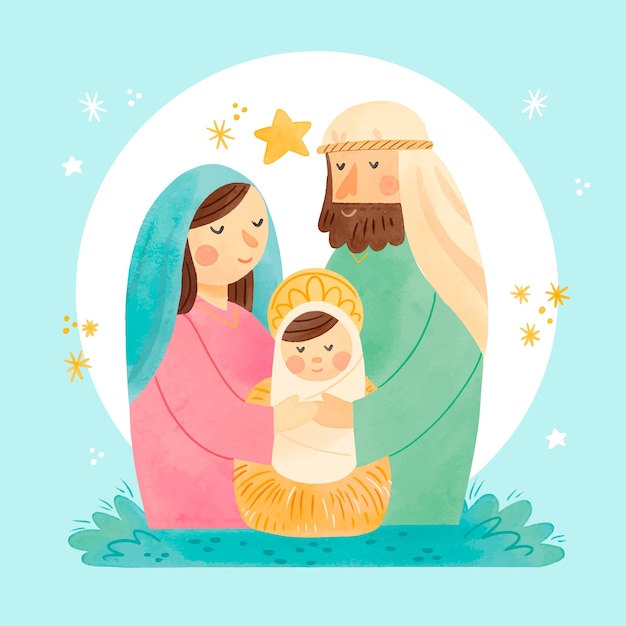 Free Vector nativity scene concept in watercolor