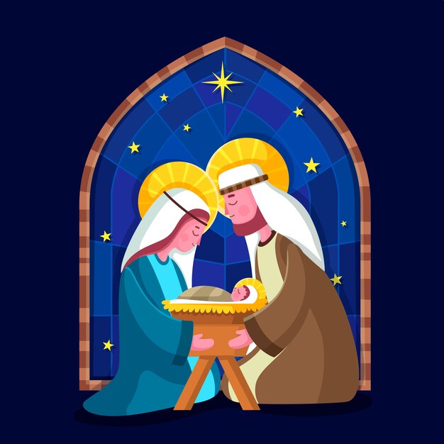 Nativity scene in flat design