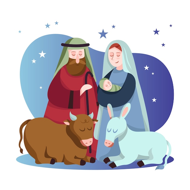 Nativity scene hand drawn illustration