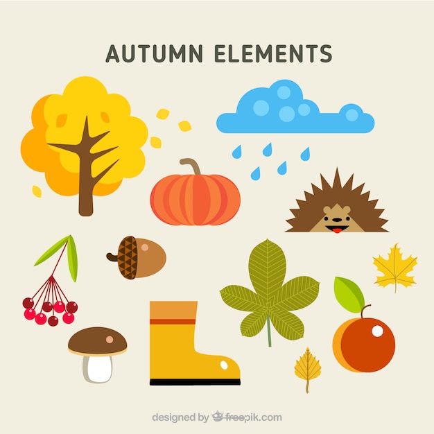 Free vector natural autumnal elements