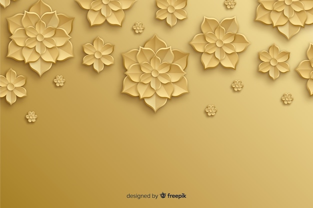 Natural background with 3d golden flowers