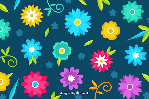 Natural background with colorful exotic flowers