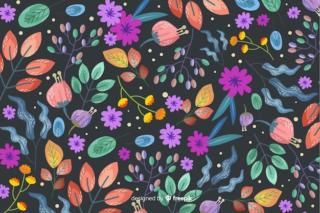 Free Vector natural background with colorful exotic flowers