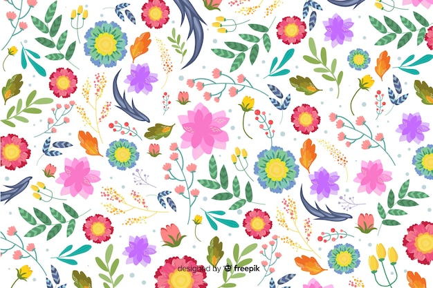 Free Vector natural background with colorful exotic flowers