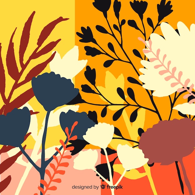 Free Vector natural background with colorful floral silhouettes