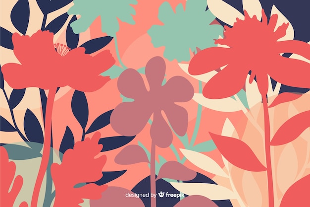 Free Vector natural background with colorful floral silhouettes