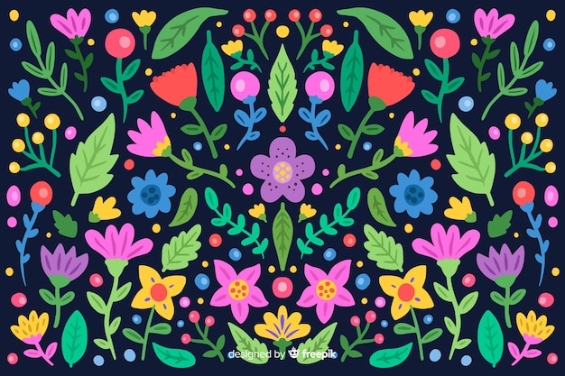 Free Vector natural background with colorful flowers