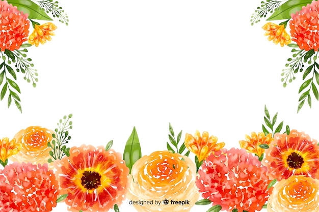 Free vector natural background with colorful watercolor flowers