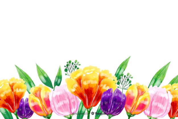 Free Vector natural background with colorful watercolor flowers