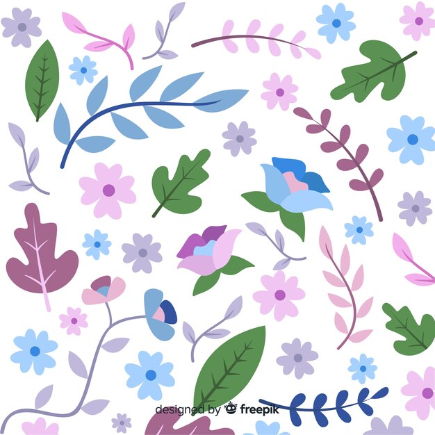 Natural background with hand drawn flowers