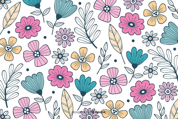 Free Vector natural background with hand drawn flowers