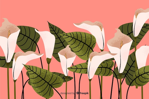 Free Vector natural background with hand drawn flowers